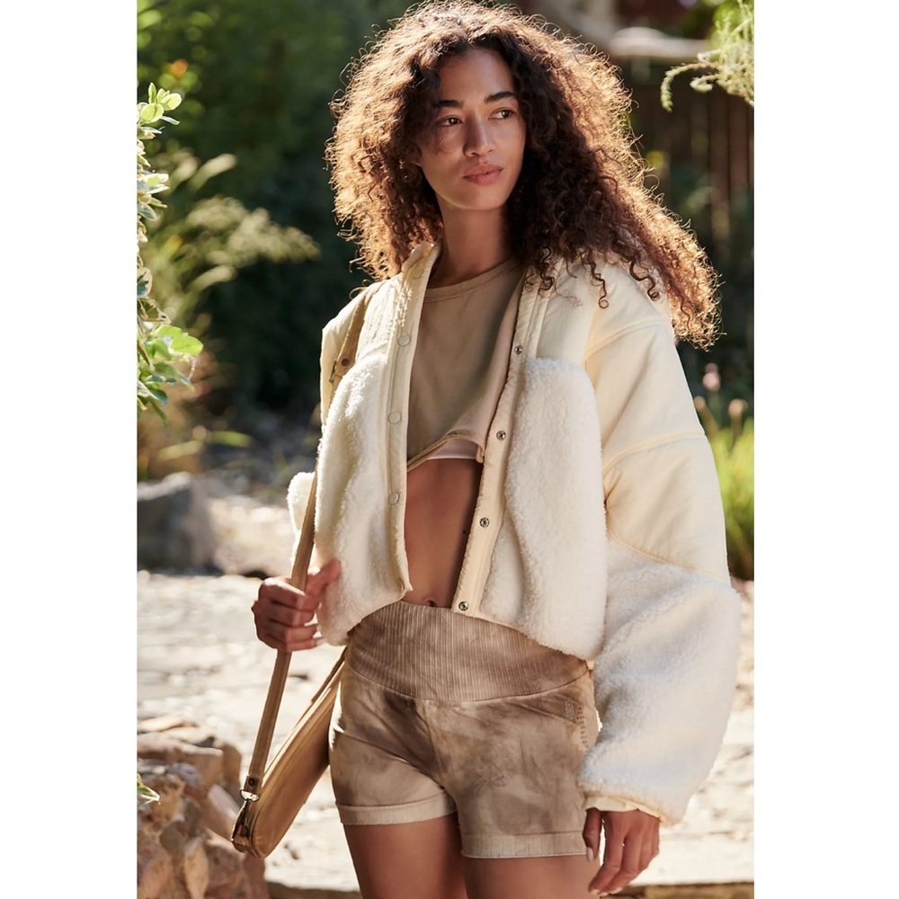 FP Movement by Free People Ivory Cropped Teddy Sherpa Jacket